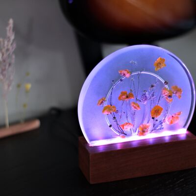 Lámpara de resina epoxi con barra de flores