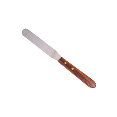 Metal spatula for wax with wooden handle