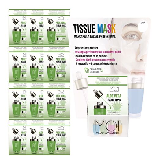 Expositor 12 mascarillas faciales ALOE VERA TISSUE MASK