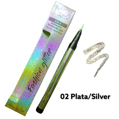EYE LINER Fashion glitter 2 en 1 control preciso waterp - Plata