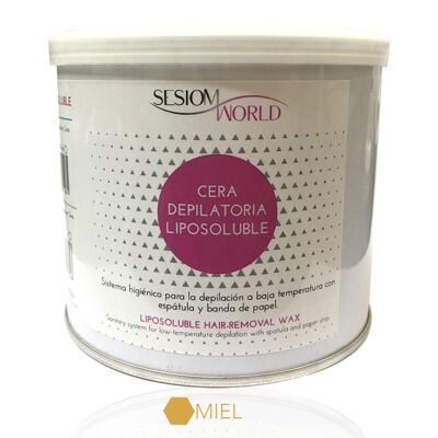 Lata de cera depilatoria liposoluble miel 500ml.