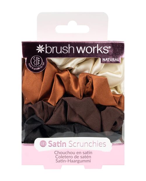 Brushworks Nude Satin Scrunchies (Pack of 4)