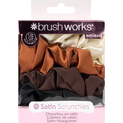 Scrunchies de satén nude de Brushworks (paquete de 4)