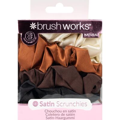 Brushworks Nude Satin Scrunchies (Pack of 4)