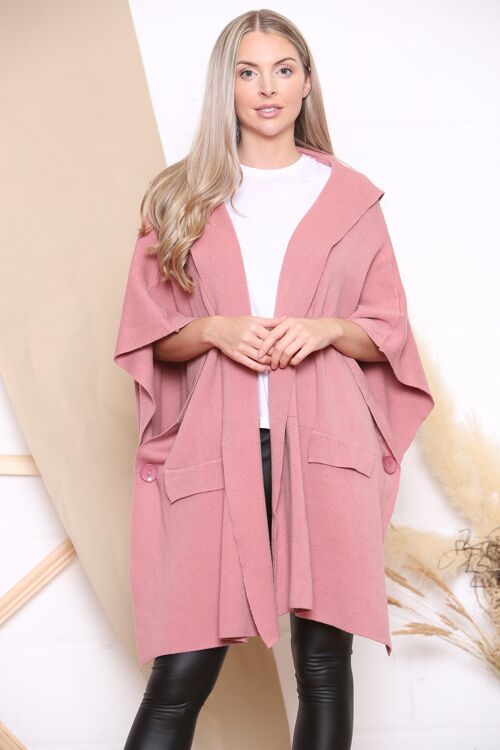 Pink hooded cape with button sides