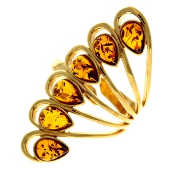 Véritable ambre de la Baltique et argent sterling 925 plaqué or avec 1 micron d'or 22 carats Bague ajustable - MG400 20