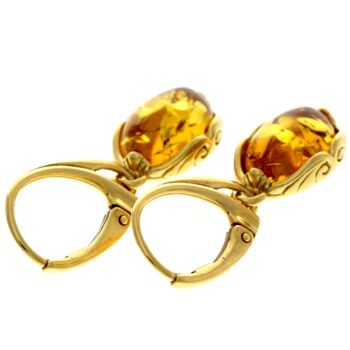 Boucles d'oreilles pendantes en argent sterling 925 plaqué or 22 carats avec ambre véritable de la Baltique - MG007 3