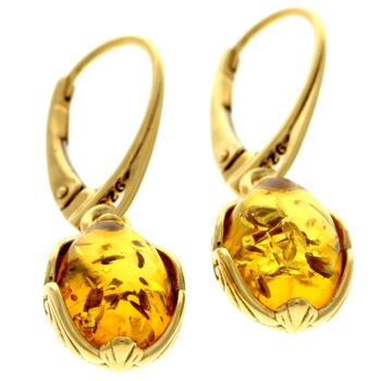 Boucles d'oreilles pendantes en argent sterling 925 plaqué or 22 carats avec ambre véritable de la Baltique - MG007 4