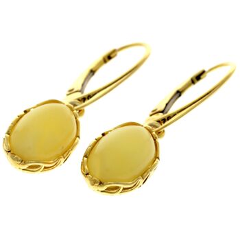 Boucles d'oreilles pendantes en argent sterling 925 plaqué or 22 carats avec ambre véritable de la Baltique - MG006 5