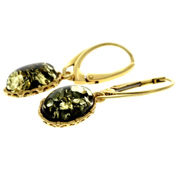 Boucles d'oreilles pendantes en argent sterling 925 plaqué or 22 carats avec ambre véritable de la Baltique - MG005 6