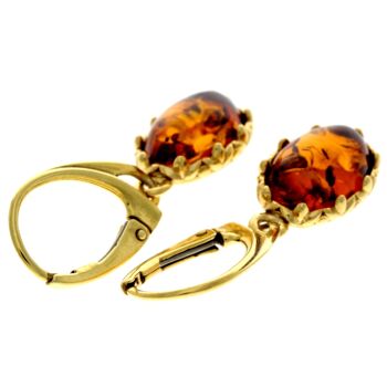 Boucles d'oreilles pendantes en argent sterling 925 plaqué or 22 carats avec ambre véritable de la Baltique - MG004 3
