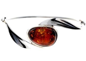 Bracelet exclusif en argent sterling 925 et véritable ambre baltique cognac - BL0168 1