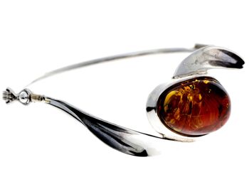 Bracelet exclusif en argent sterling 925 et véritable ambre baltique cognac - BL0168 4