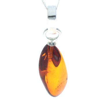 Pendentif unique exclusif en argent sterling 925 et véritable ambre de la Baltique Cognac - PD2397 3
