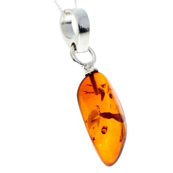 Pendentif unique exclusif en argent sterling 925 et véritable ambre de la Baltique Cognac - PD2397 4