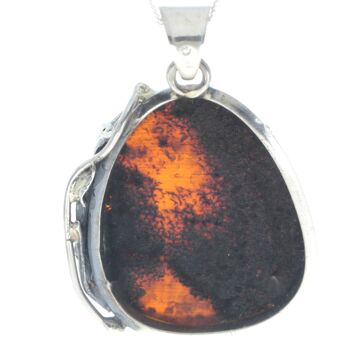 Pendentif unique exclusif en argent sterling 925 et véritable ambre vert de la Baltique - PD2378 3