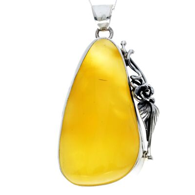 Argento 925 e autentica ambra baltica limone esclusivo ciondolo unico - PD2369