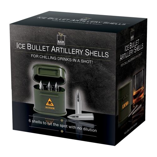 Bar Originale Bullet Ice Cubes in Ammo Case Silver 6 Pack