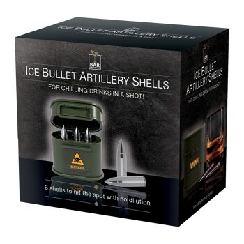 Bar Originale Bullet Ice Cubes dans Ammo Case Argent Lot de 6 1