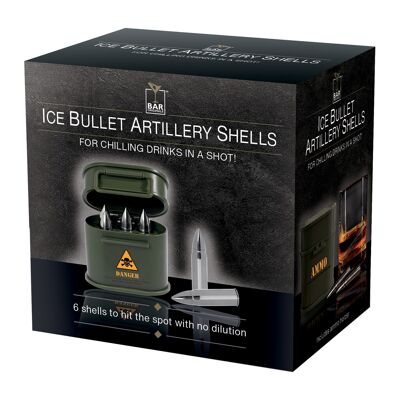 Bar Originale Bullet Ice Cubes im Ammo Case Silber 6er Pack