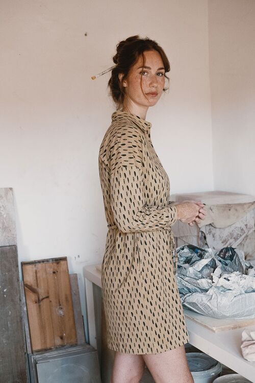 Vestido Camisero Janire Piedras Beige