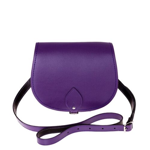 Handmade Leather Saddle Bag - Purple