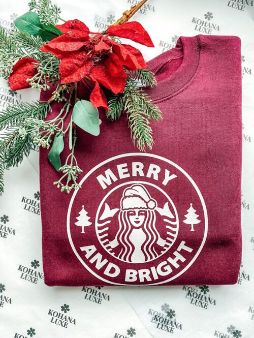 Merry & Bright Burgundy Sweater