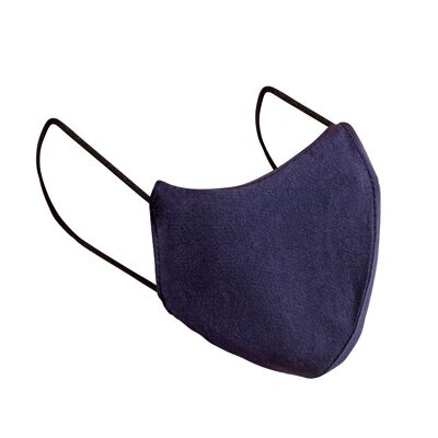 Face mask in 3 layers for adults, organic, blue, recyclable, with nose clip