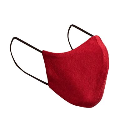 Masque visage en 3 couches pour enfant, bio, bordeaux, 5-10 ans, recyclable, sans pince-nez