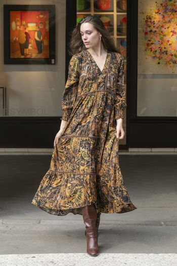 Maxi robe longue à imprimé fleuri LUREX avec dentelle boutonnée devant 1