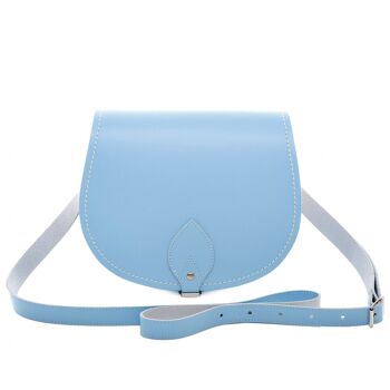 Sac de selle en cuir fait à la main - Bleu pastel 4