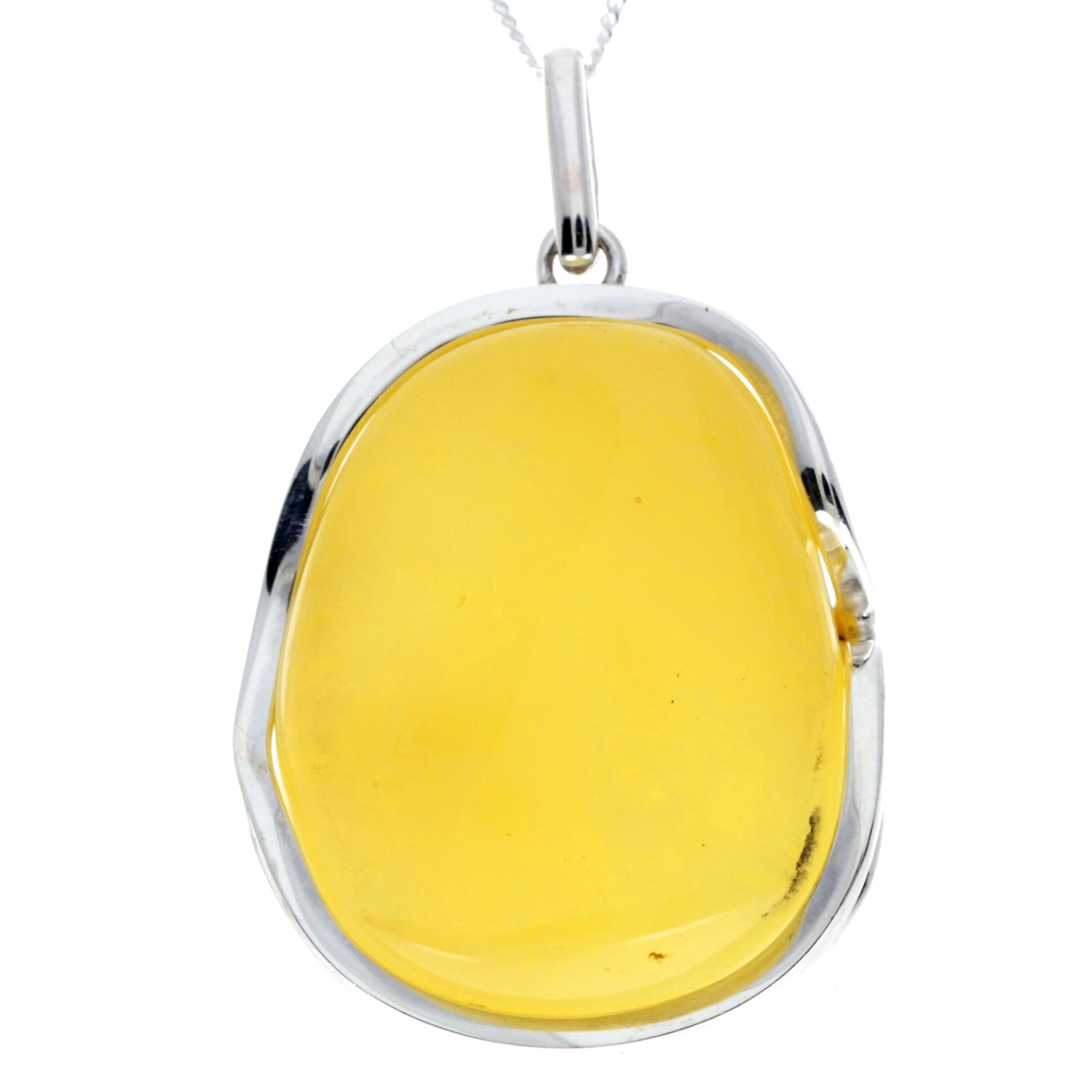 Exklusiver einzigartiger Anhänger aus 925er Sterlingsilber und echtem baltischen Zitronenbernstein – PD2328