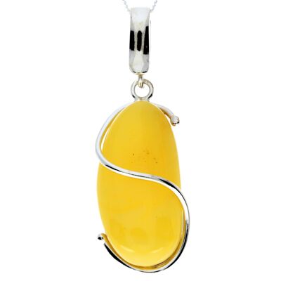 Argento 925 e autentica ambra baltica limone esclusivo ciondolo unico - PD2278