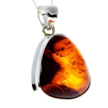 Pendentif unique exclusif en argent sterling 925 et véritable ambre de la Baltique Cognac - PD2246 4