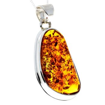 Pendentif unique exclusif en argent sterling 925 et véritable ambre de la Baltique Cognac - PD2242 4