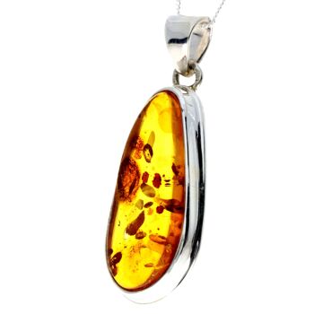 Pendentif unique exclusif en argent sterling 925 et véritable ambre de la Baltique Cognac - PD2241 2