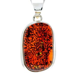 Pendentif unique exclusif en argent sterling 925 et véritable ambre de la Baltique Cognac - PD2234