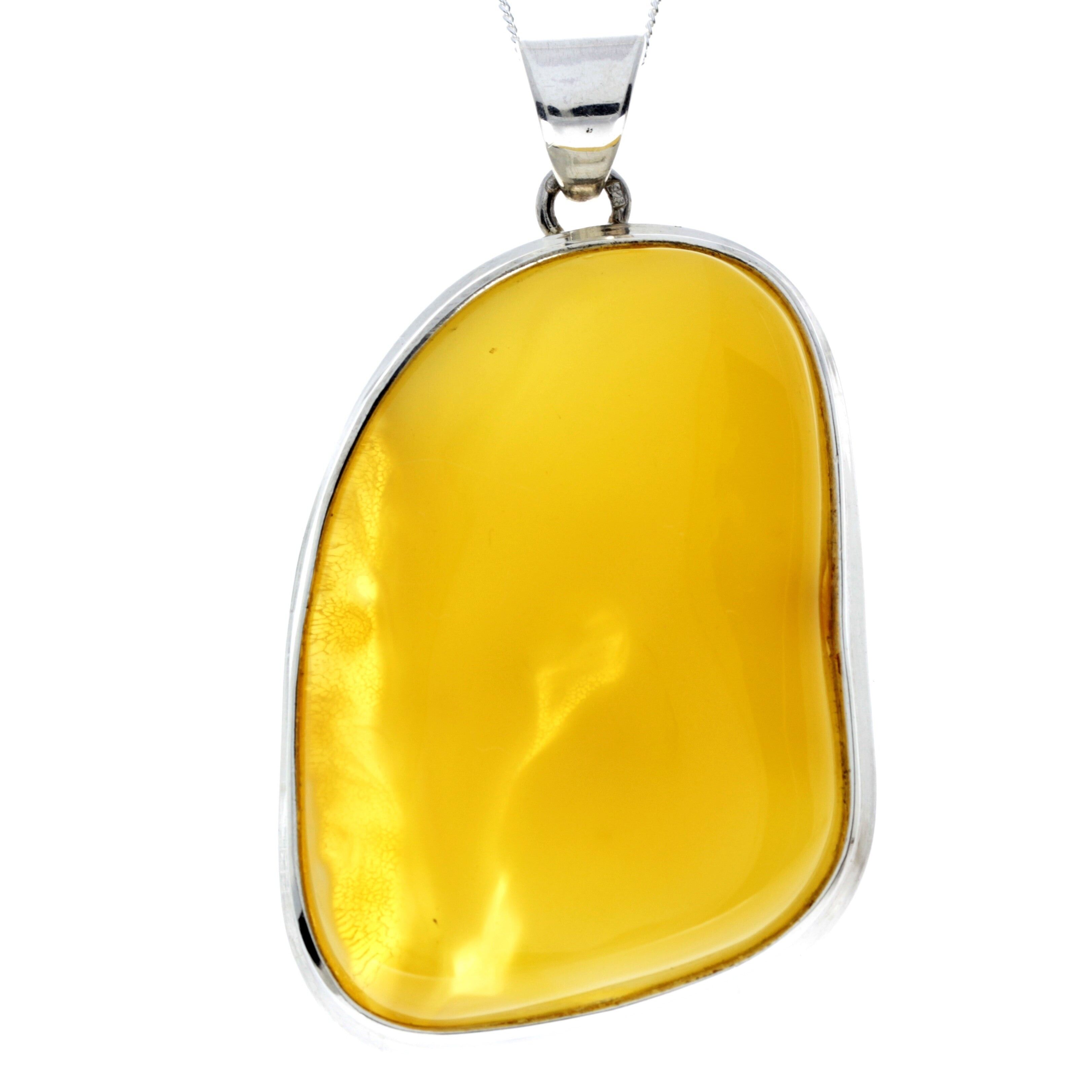 Exklusiver einzigartiger Anhänger aus 925er Sterlingsilber und echtem baltischen Zitronenbernstein – PD2221