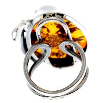 Bague unique en argent sterling 925 et ambre baltique véritable cognac - RG0743 3