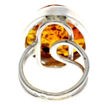 Bague unique en argent sterling 925 et véritable ambre de la Baltique Cognac - RG0711 3