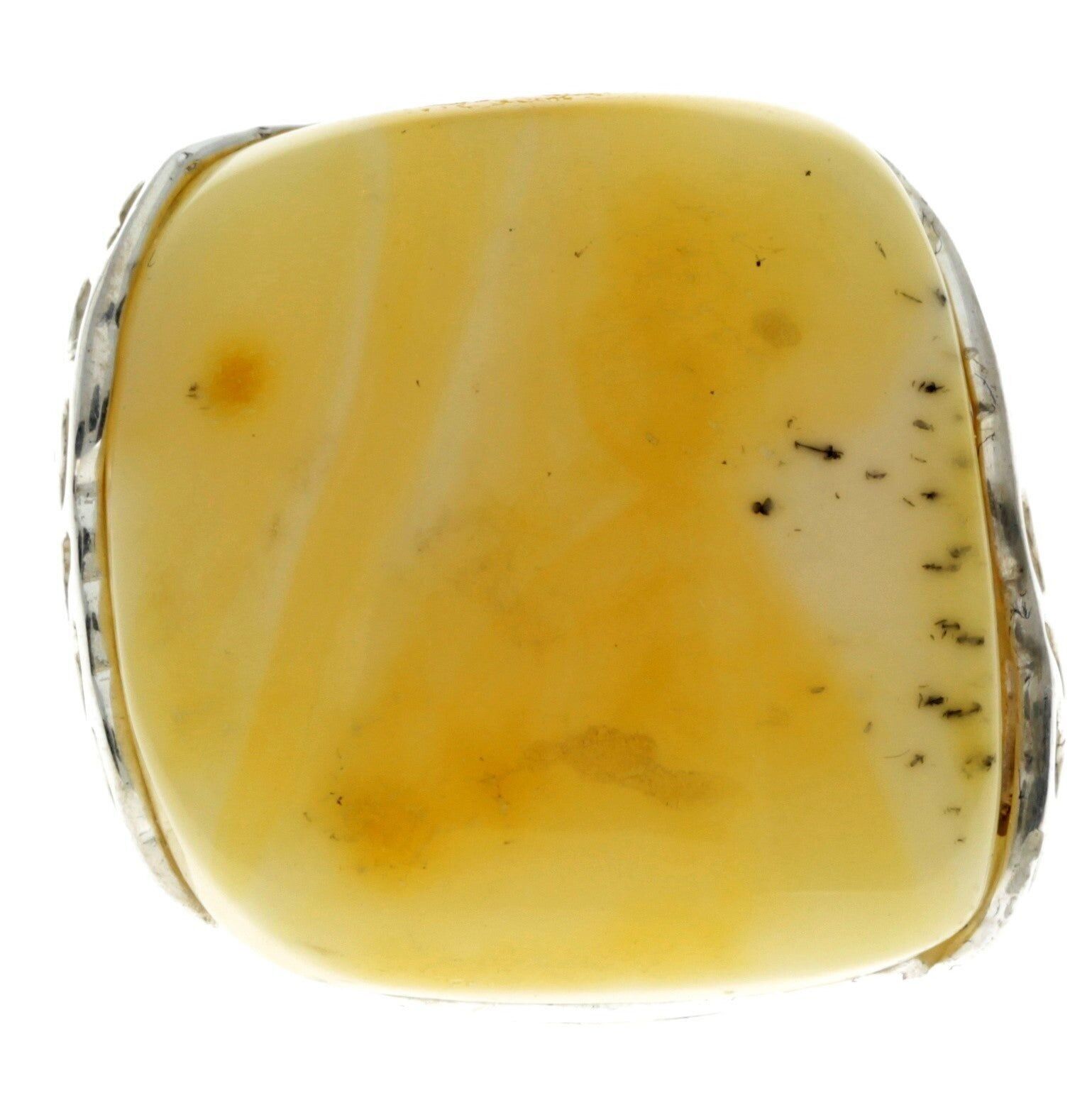 Anello unico in argento sterling 925 e ambra baltica al limone genuino - RG0689