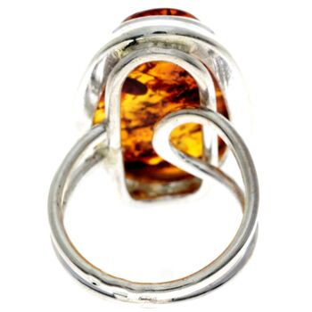 Bague unique en argent sterling 925 et ambre baltique cognac véritable - RG0671 3