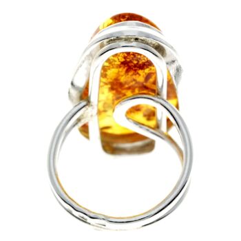 Bague unique en argent sterling 925 et ambre baltique cognac véritable - RG0668 4