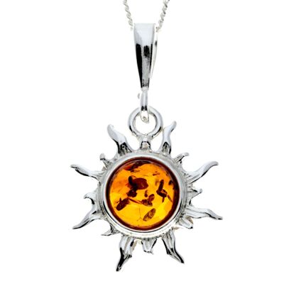 Ciondolo stella / sole in argento sterling 925 e autentica ambra baltica - M2010