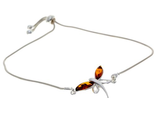 Beautiful Designer Silver Butterfly Bracelet set with Baltic Amber - GL534S