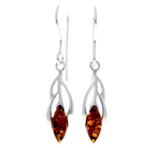 Boucles d'oreilles pendantes modernes en argent sterling 925 et véritable ambre de la Baltique - GL198