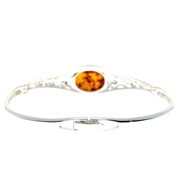 Bracelet solide celtique moderne en argent sterling 925 et ambre de la Baltique - GL555 3