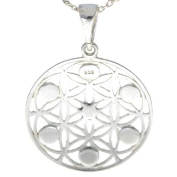 Pendentif fleur de vie en argent sterling 925 serti de véritables pierres précieuses d'ambre de la Baltique - GL365 3