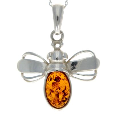 925 Sterling Silver & Baltic Amber Bumble Bee Pendant - K204