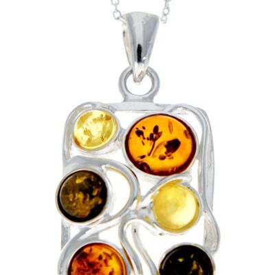 925 Sterling Silver & Baltic Amber Large Classic Pendant - 1810